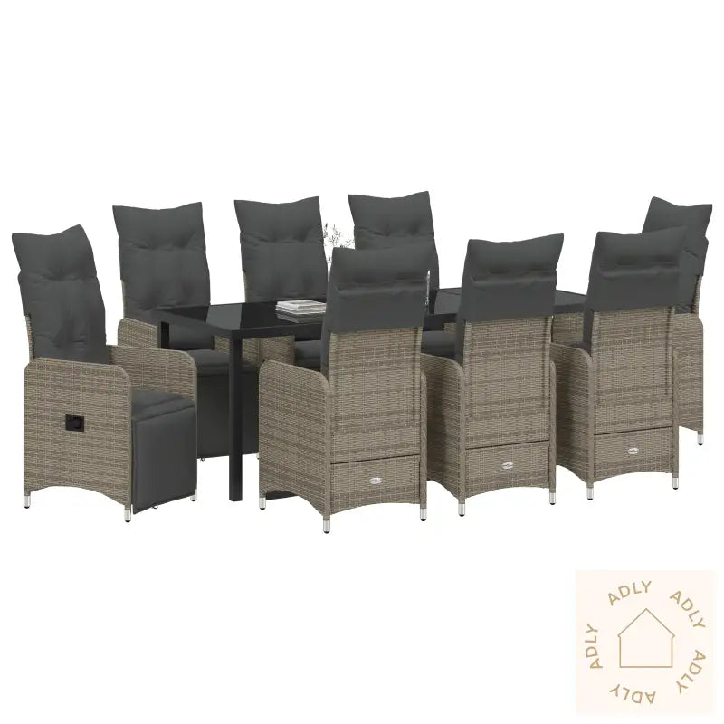9 Delt Hage Spisesett Med Puter Beige Poly Rotting