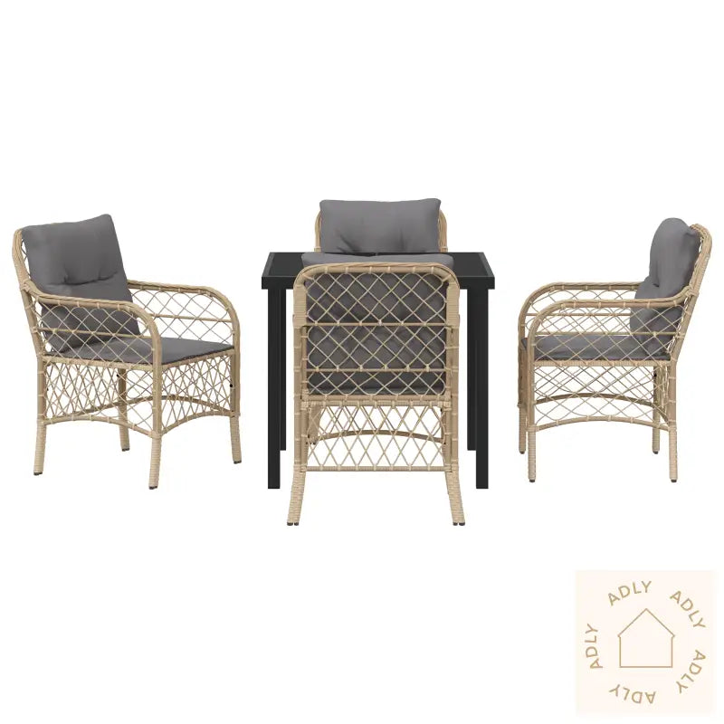 5-Delt Hage Dining Set Med Puter Beige Poly Rotting