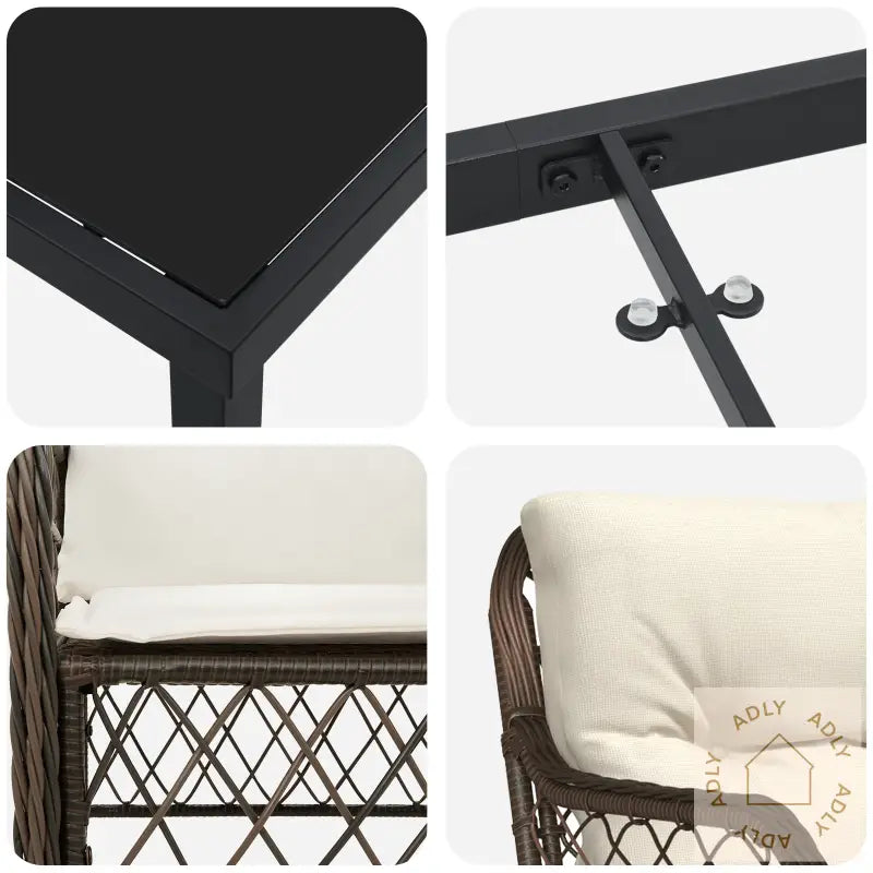 7 Delt Hage Spisestue Sett Med Puter Brun Poly Rattan