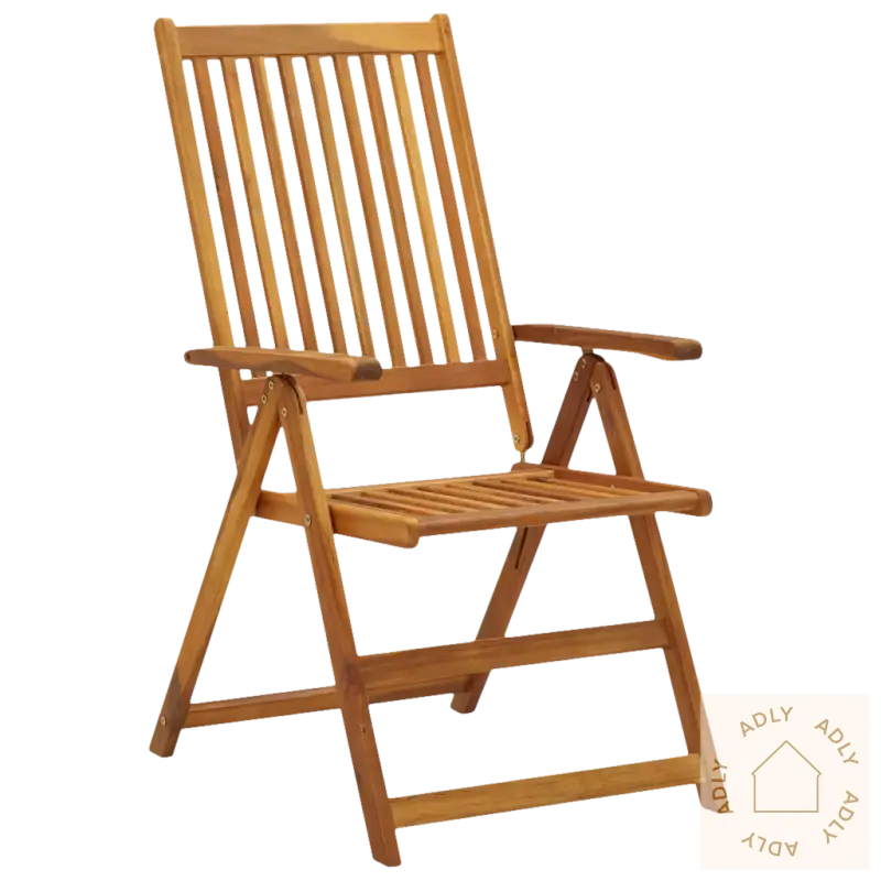 Heltre akasie hagemøbler med elastisk stropp og foldbar stol med armlener