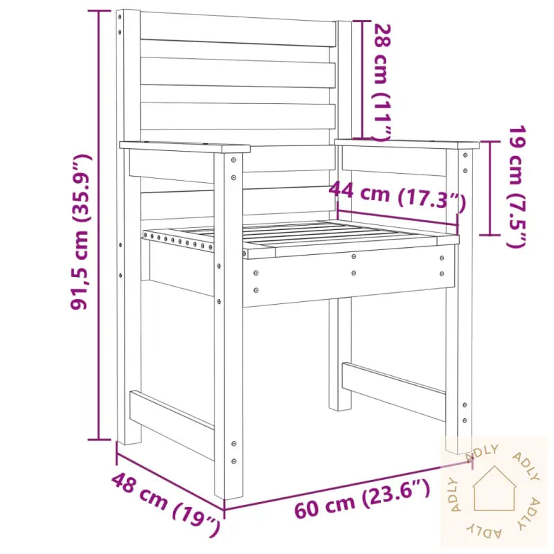 Hagestoler 2 Stk 60X48X91Cm Cm Heltre Douglasgran