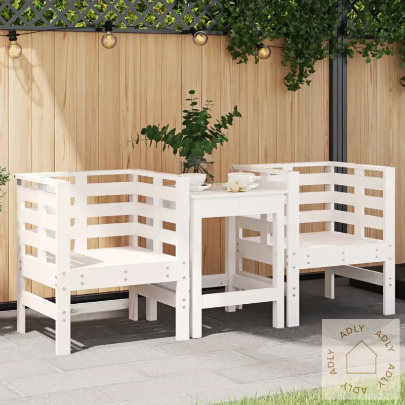 Hagestoler 2 Stk Hvit 61,5X53X71 Cm Heltre Furu
