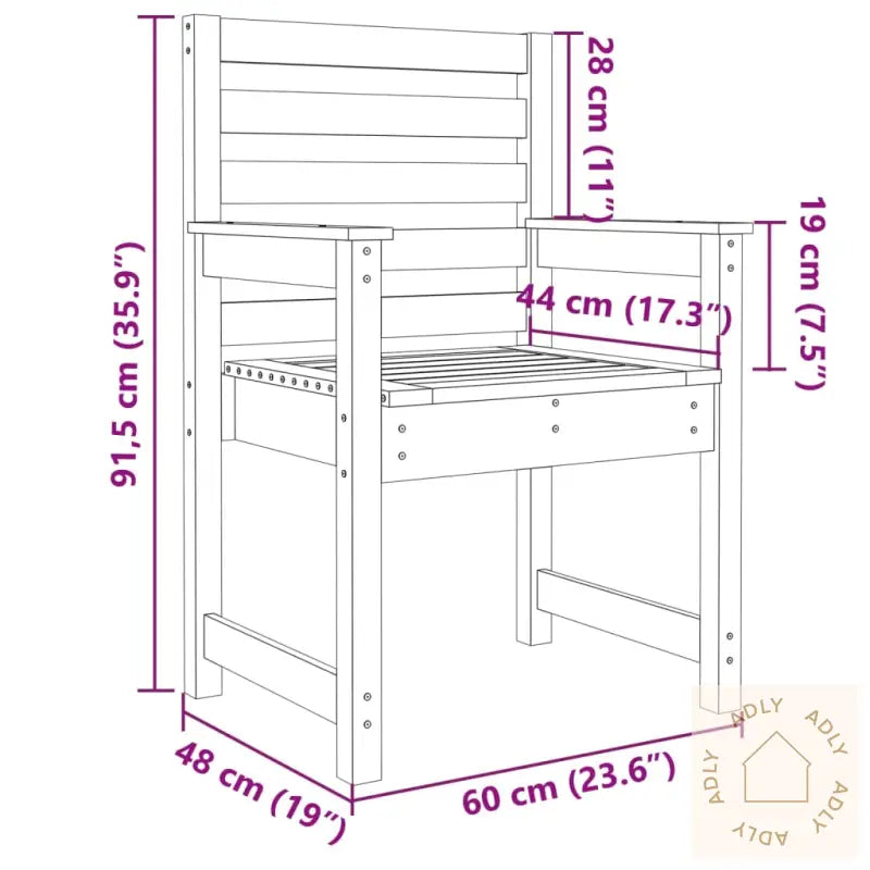 Hagestoler 2 Stk Hvit 60X48X91 Cm Heltre Furu