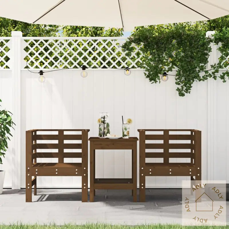 Hagestoler 2 Stk Honningbrun 61,5X53X71 Cm Heltre Furu