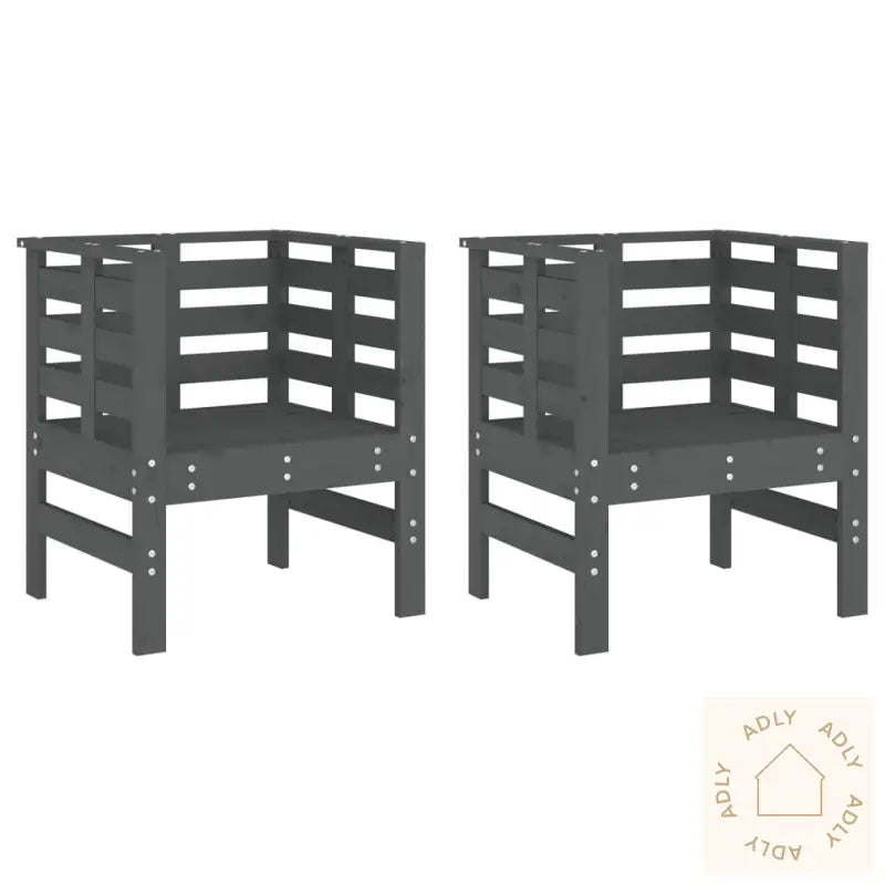 Hagestoler 2 Stk Grå 61,5X53X71 Cm Heltre Furu