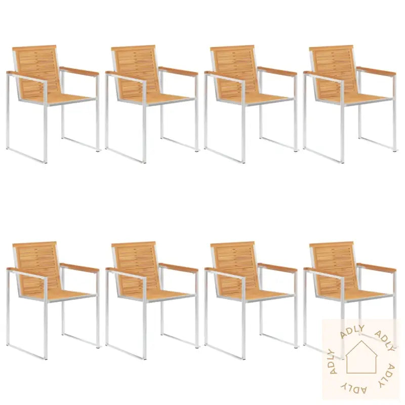 Hagestoler 8 Stk Heltre Teak Og Rustfritt Stål