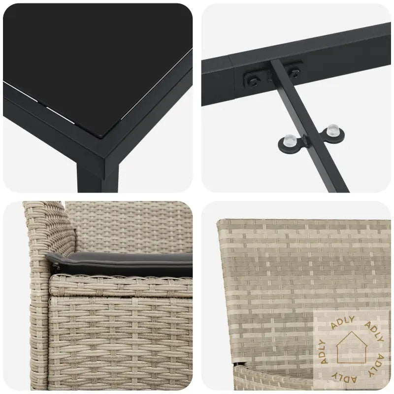 5-Piece Hage Spisebord Med Puter Lys Grå Poly Rotting