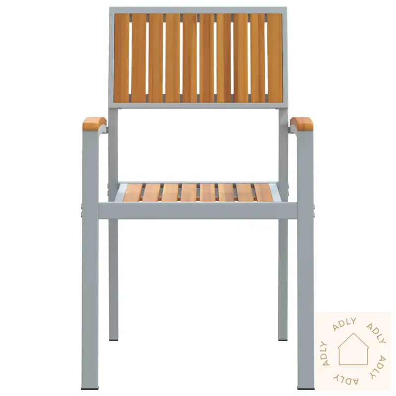 Stablende Hagestoler 6 Stk Grå Stål Og Massivt Akasietre