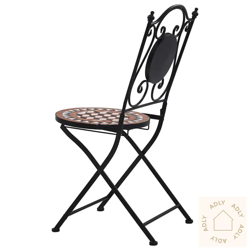 Mosaikkbistrostoler 2 Stk Brun Keramikk