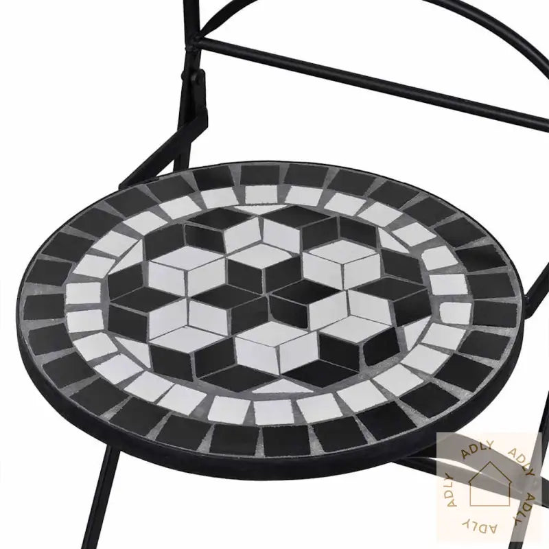 Sammenleggbare Bistrostoler 2 Stk Keramikk Svart Og Hvit