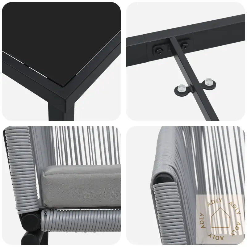 7-Delt Hage Spise-Sett Grå Pe-Rattan