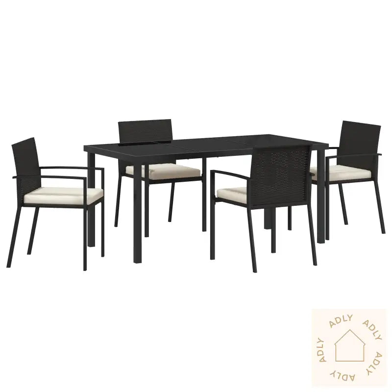 5-Delt Hage Spisesett Svart Poly Rott