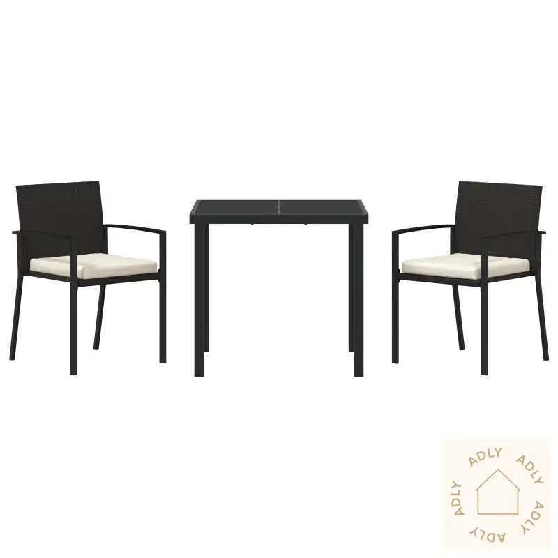 3-Delt Hagemøbelsett Svart Polyrotting