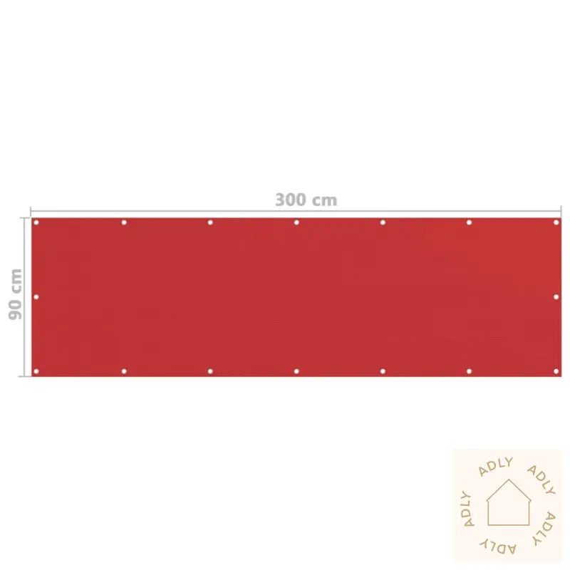 Balkongskjerm Rød 90X300 Cm Hdpe