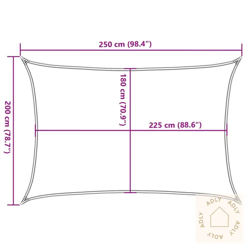 Solseil 160 G/M² Rektangulær Lysegrå 2X2,5 M Hdpe