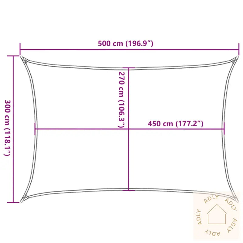 Solseil 160 G/M² Rektangulær Blå 3X5 M Hdpe