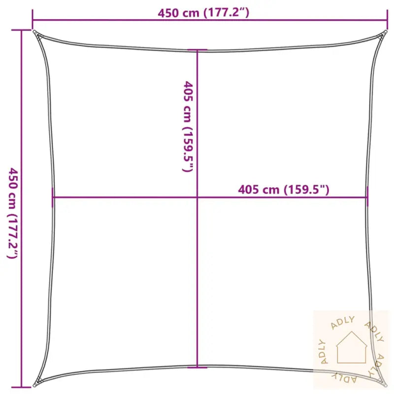 Solseil 160 G/M² Firkantet Gul 4,5X4,5 M Hdpe