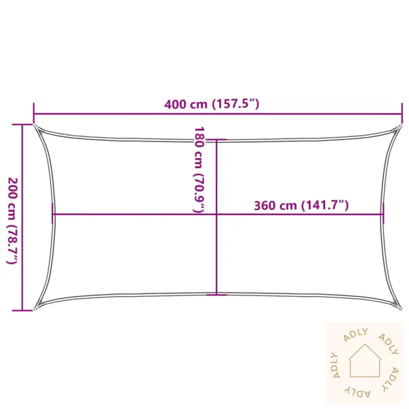 Solseil 160 G/M² Rektangulær Sand 2X4 M Hdpe