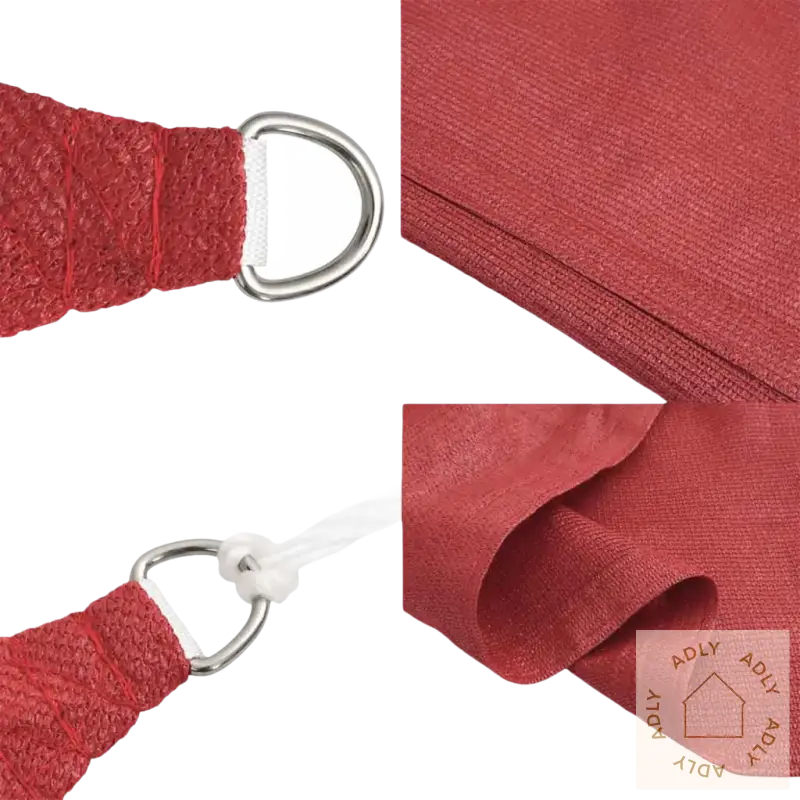 Red shade sail detaljer med hdpe solseil og rustfrie stålfester for hagemøbler