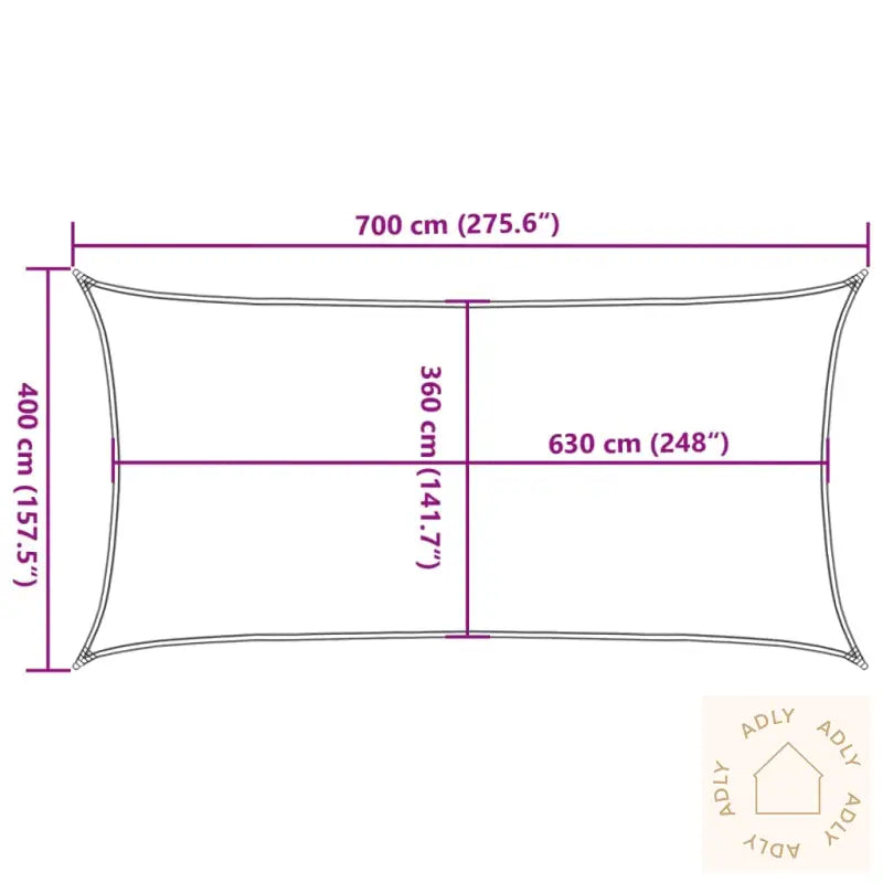 Solseil 160 G/M² Rektangulær Sand 4X7 M Hdpe