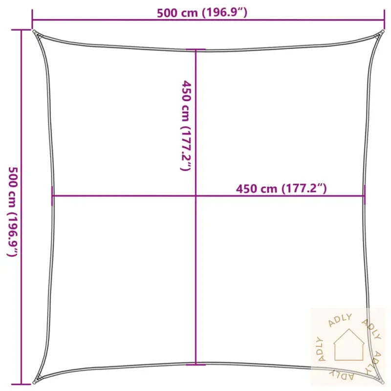 Solseil 160 G/M² Firkantet Gul 5X5 M Hdpe