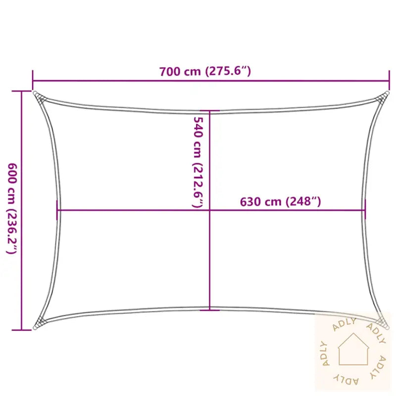 Solseil 160 G/M² Rektangulær Blå 6X7 M Hdpe