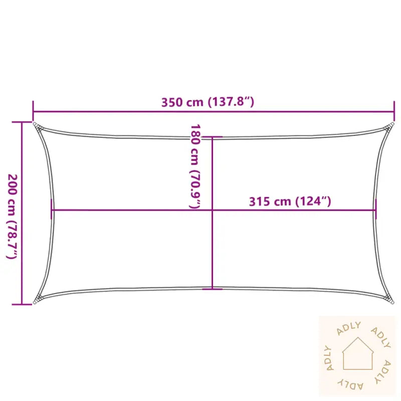 Solseil 160 G/M² Rektangulær Lysegrå 2X3,5 M Hdpe