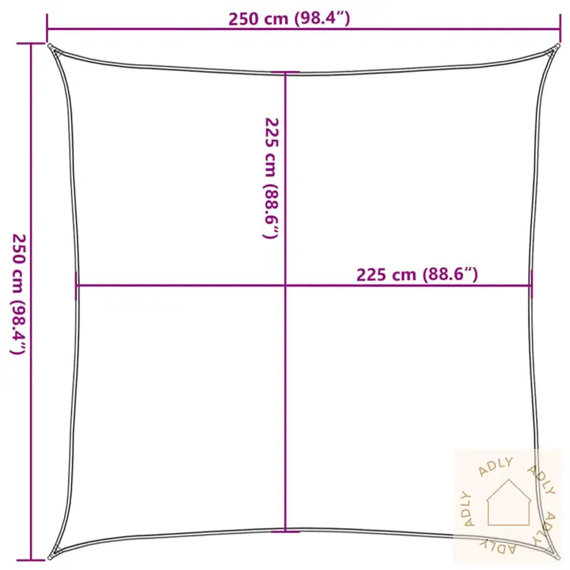 Solseil 160 G/M² Rød 2,5X2,5 M Hdpe