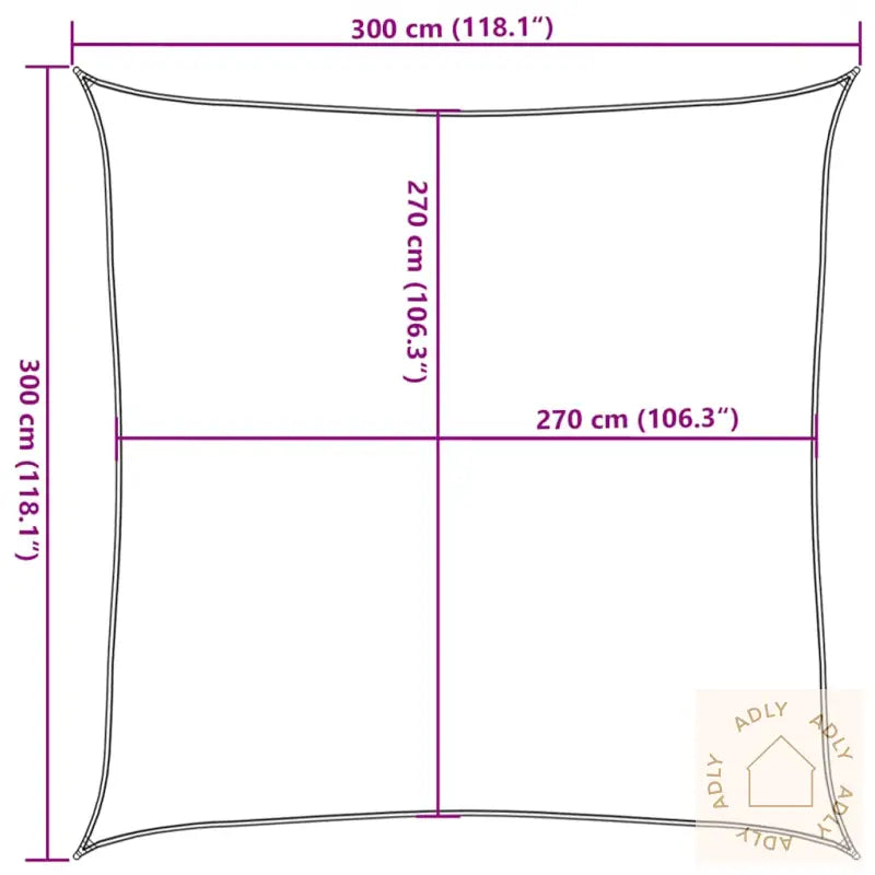Solseil 160 G/M² Rød 3X3 M Hdpe
