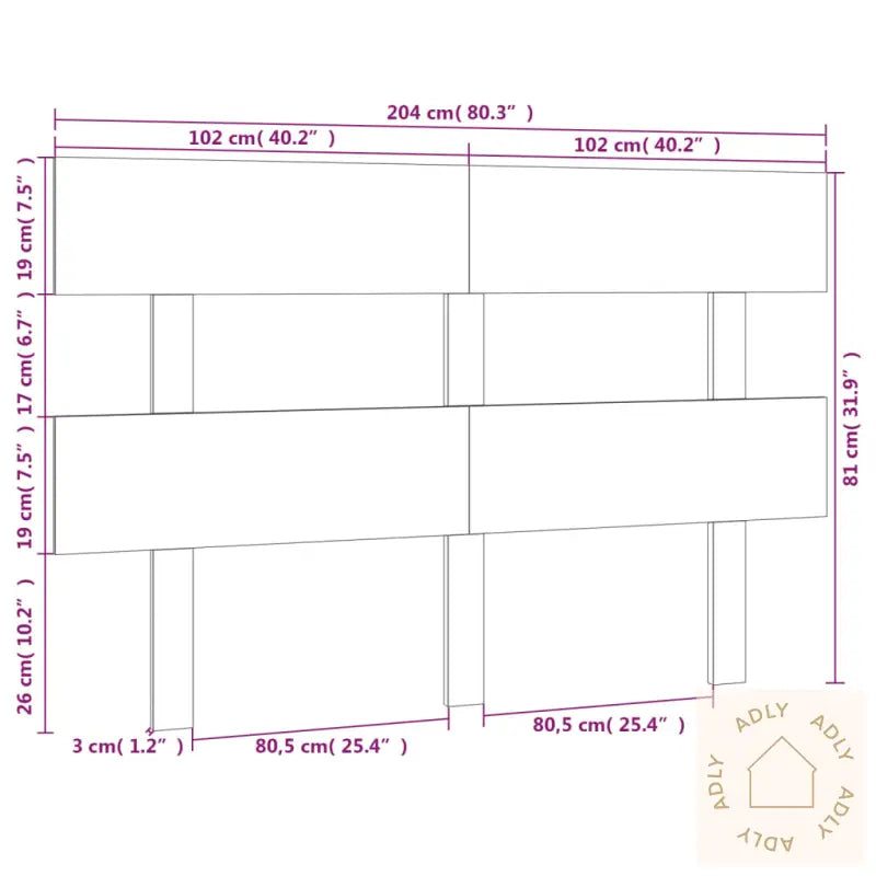 Sengegavl Honningbrun 204X3X81 Cm Heltre Furu