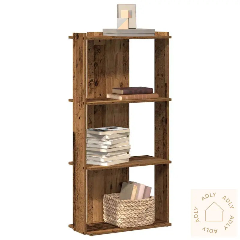 Bokhylle 3 Etasjer Gammelt Tre 60X30X120 Cm Konstruert Tre