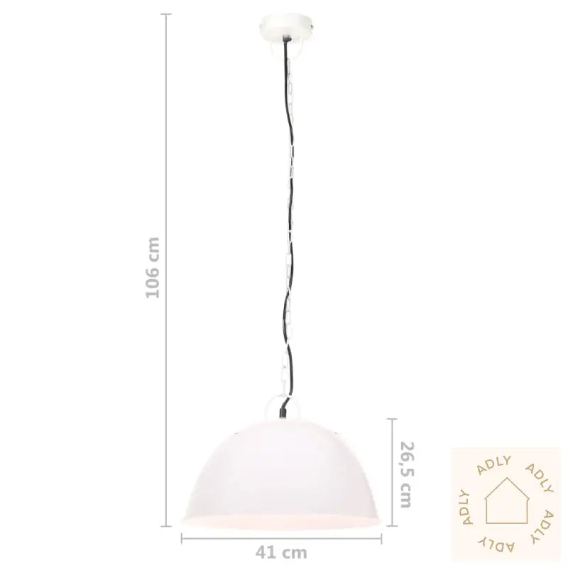Industriell Vintage Hengelampe 25 W Hvit Rund 41 Cm E27