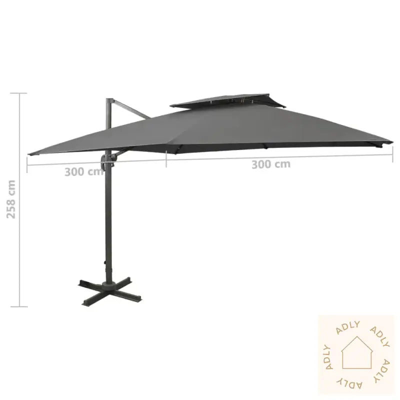 Hengende Hageparasoll Med Dobbel Topp 250X250 Cm Antrasitt