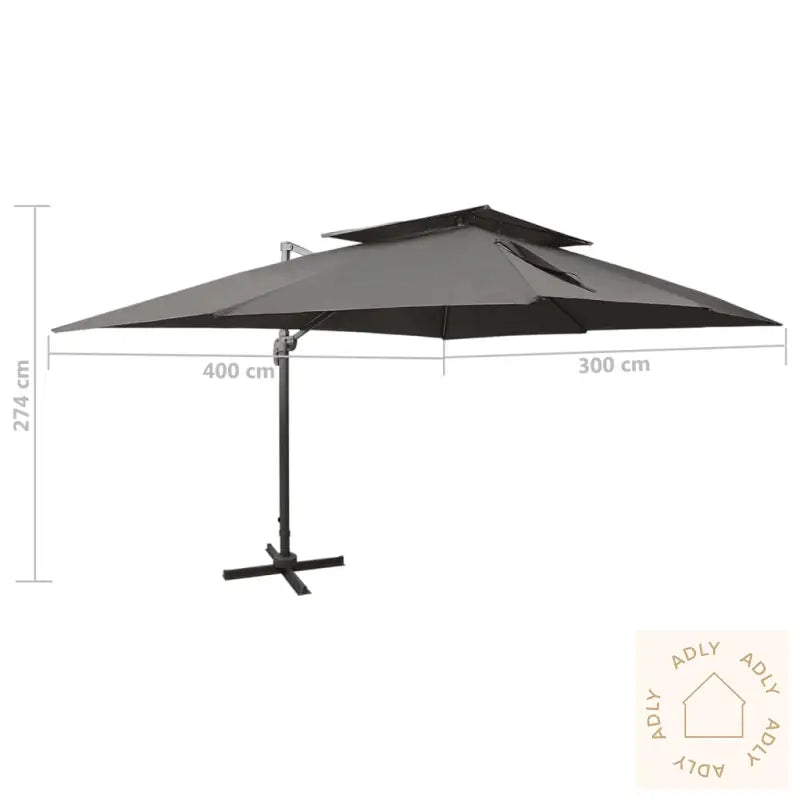 Hengende Hageparasoll Med Dobbel Topp Antrasitt 250X250 Cm