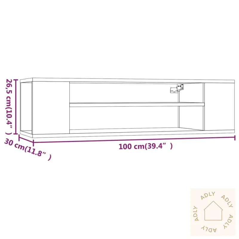 Hengende Tv-Benk Brun Eik 100X30X26,5 Cm Konstruert Tre