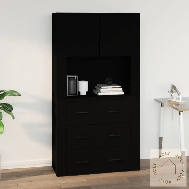 Veggskap Svart 80X33X80 Cm Konstruert Tre