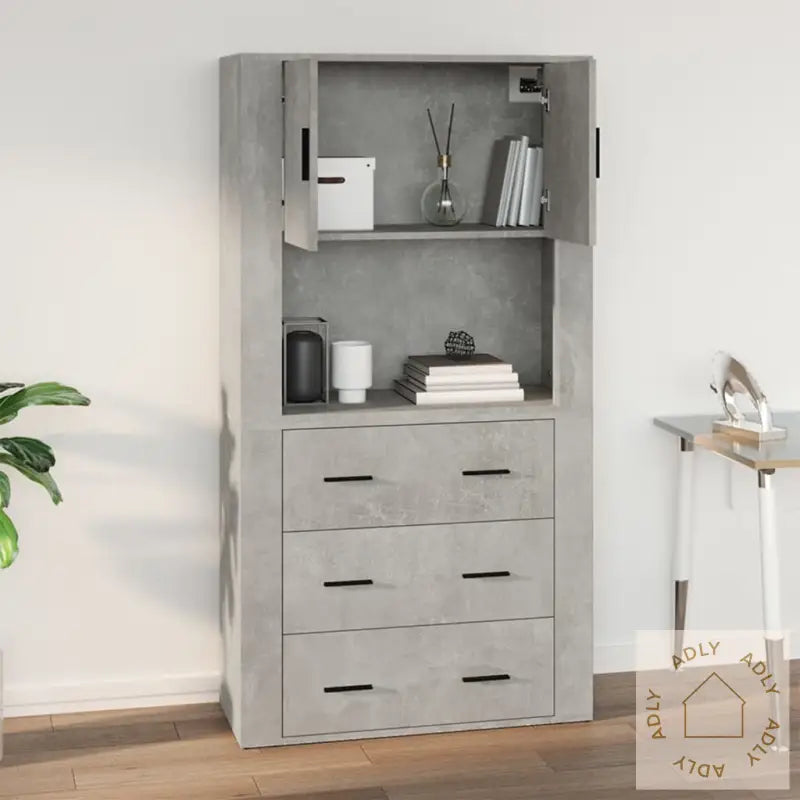 Veggskap Betonggrå 80X33X80 Cm Konstruert Tre