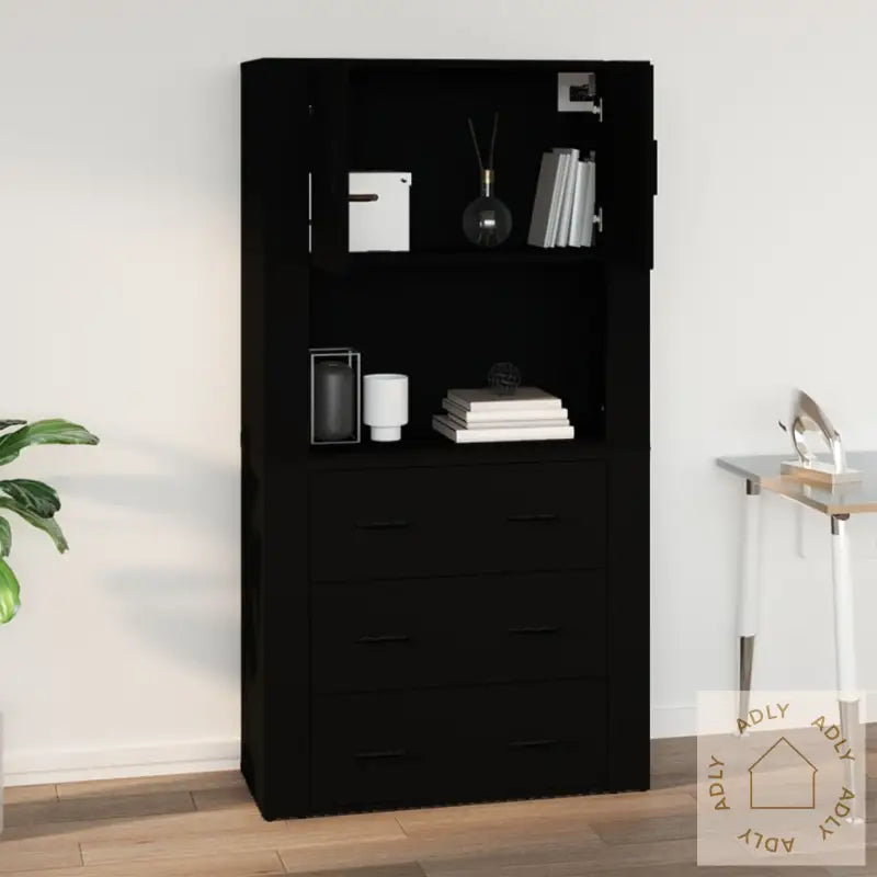 Veggskap Svart 80X33X80 Cm Konstruert Tre