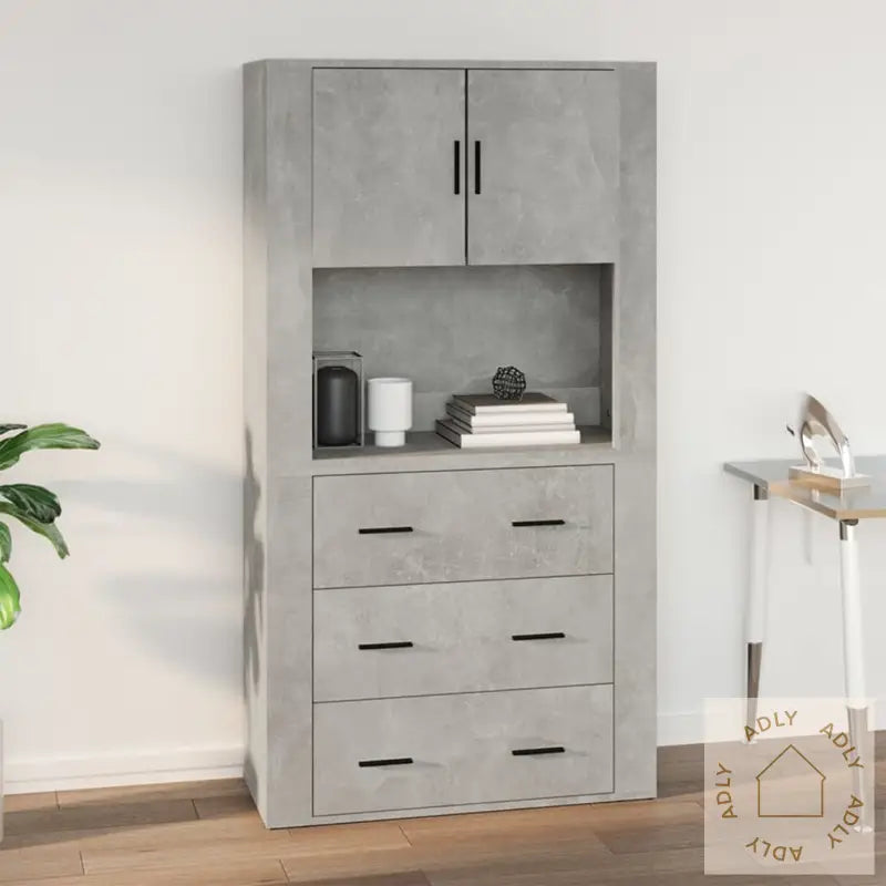 Veggskap Betonggrå 80X33X80 Cm Konstruert Tre