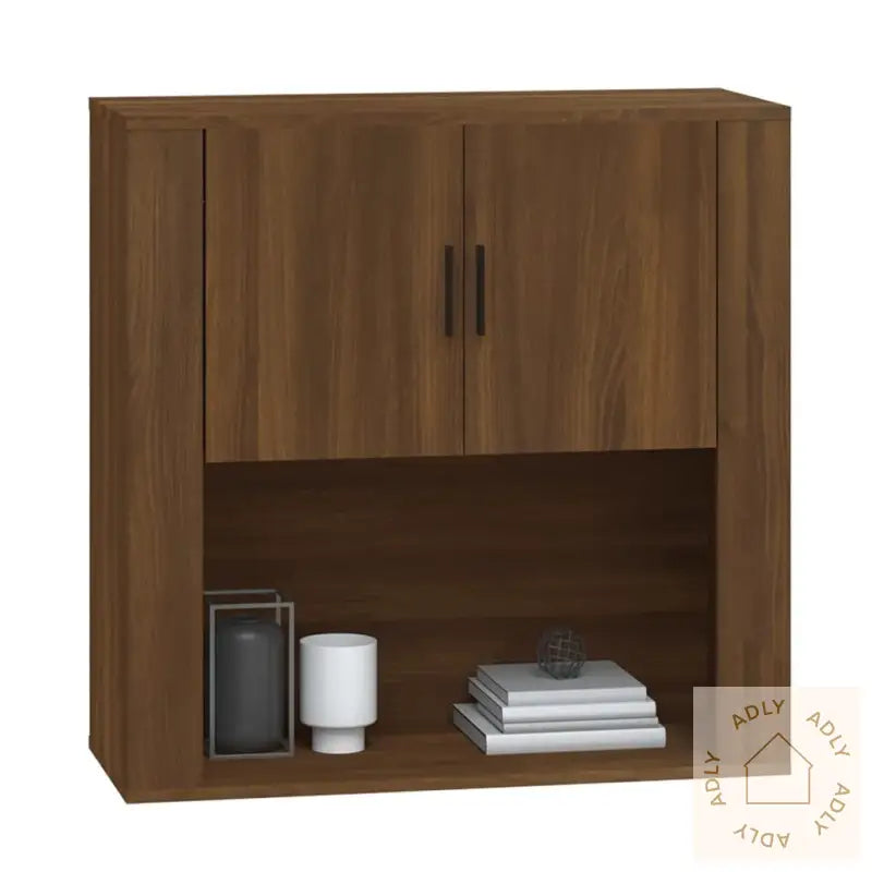 Veggskap Brun Eik 80X33X80 Cm Konstruert Tre