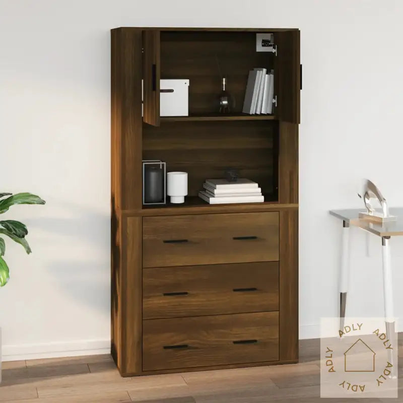 Veggskap Brun Eik 80X33X80 Cm Konstruert Tre