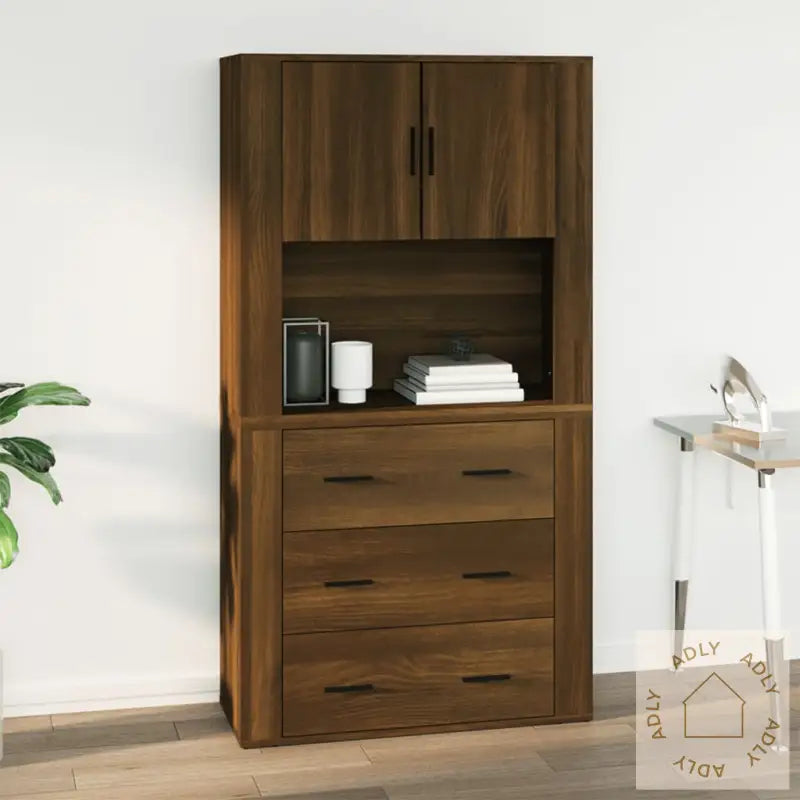 Veggskap Brun Eik 80X33X80 Cm Konstruert Tre