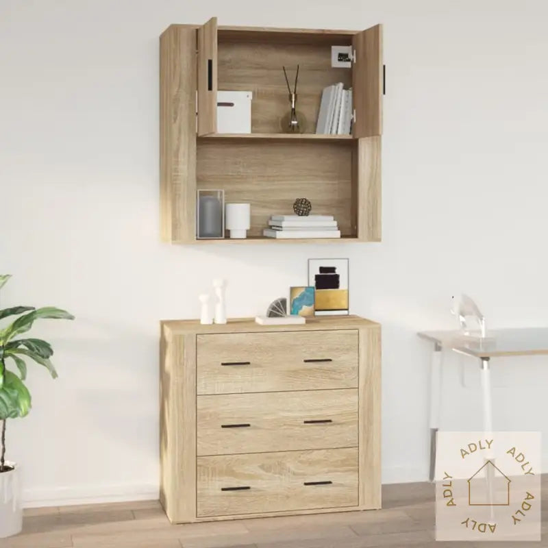 Veggskap Sonoma Eik 80X33X80 Cm Konstruert Tre