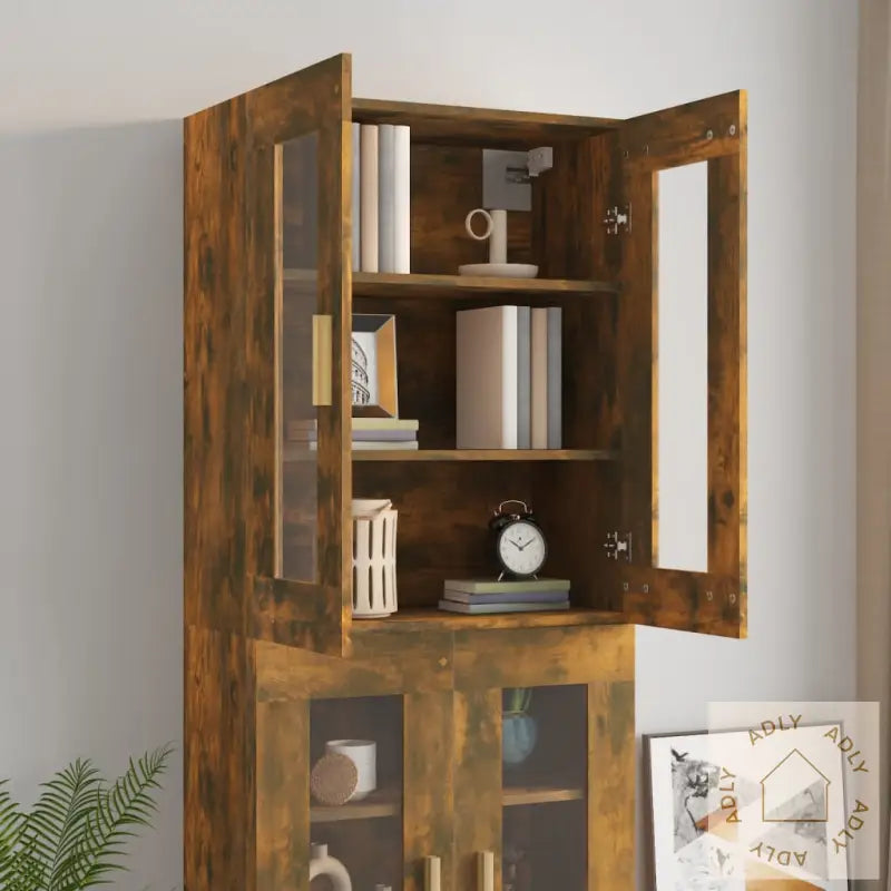 Hengende Veggskap Røkt Eik 69,5X34X90 Cm