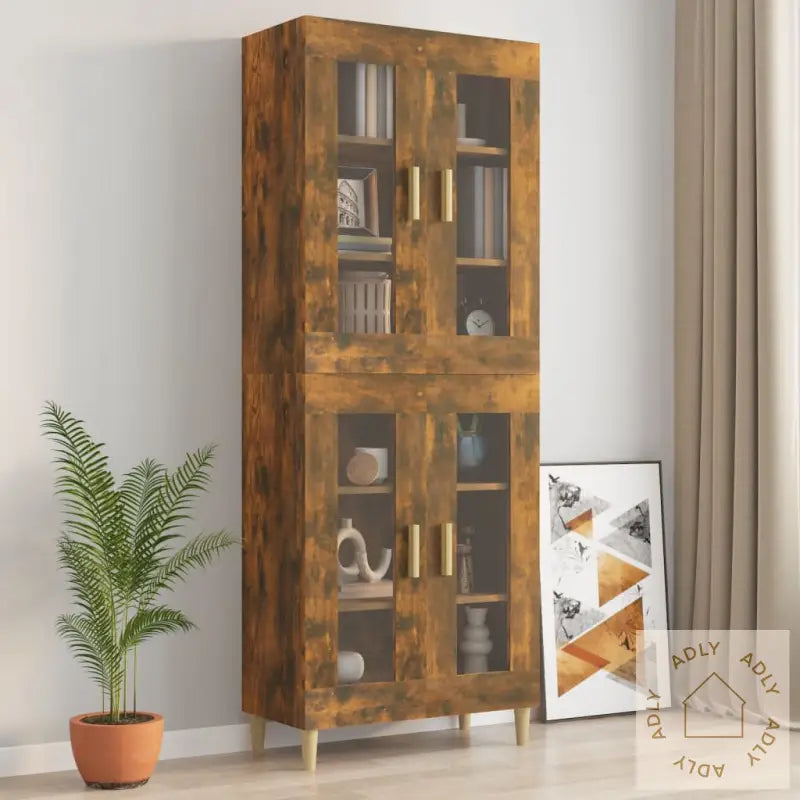 Hengende Veggskap Røkt Eik 69,5X34X90 Cm