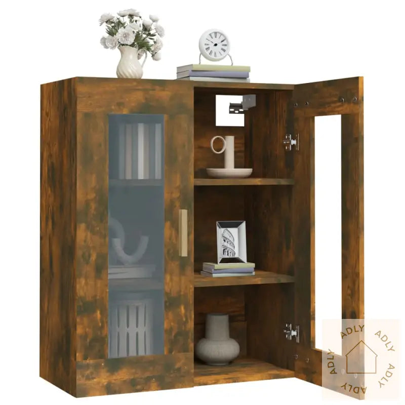 Hengende Veggskap Røkt Eik 69,5X34X90 Cm