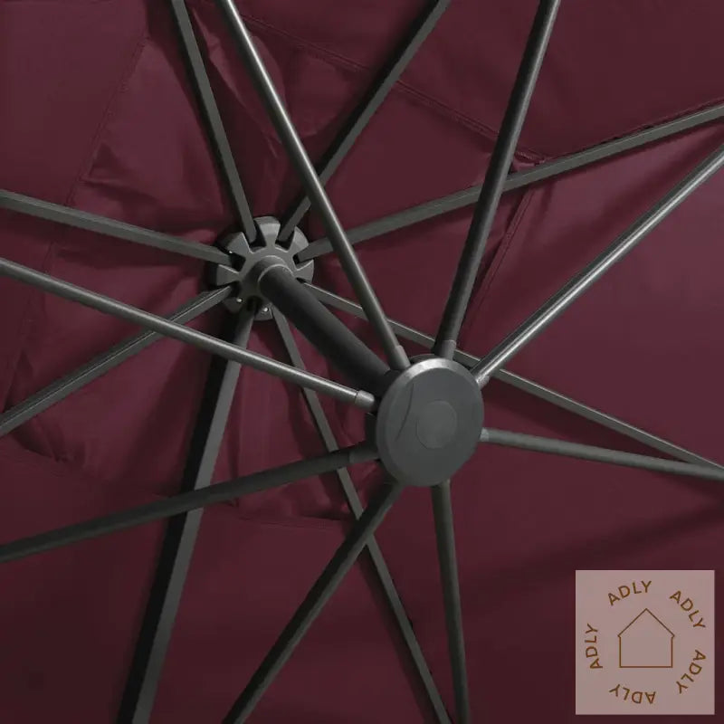Hengende Hageparasoll Med Stang Og Led-Lys Vinrød 300 Cm