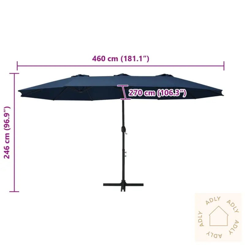 Parasol Med Aluminiumsstang 460X270 Cm Blå