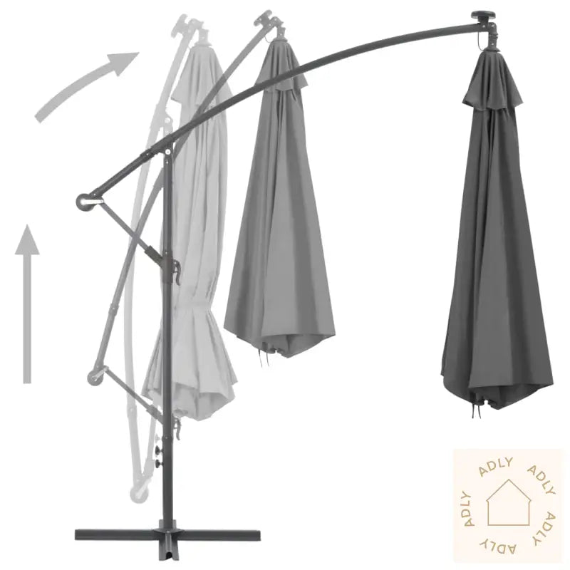 Hengende Hageparasoll Med Trestang 300 Cm Antrasitt