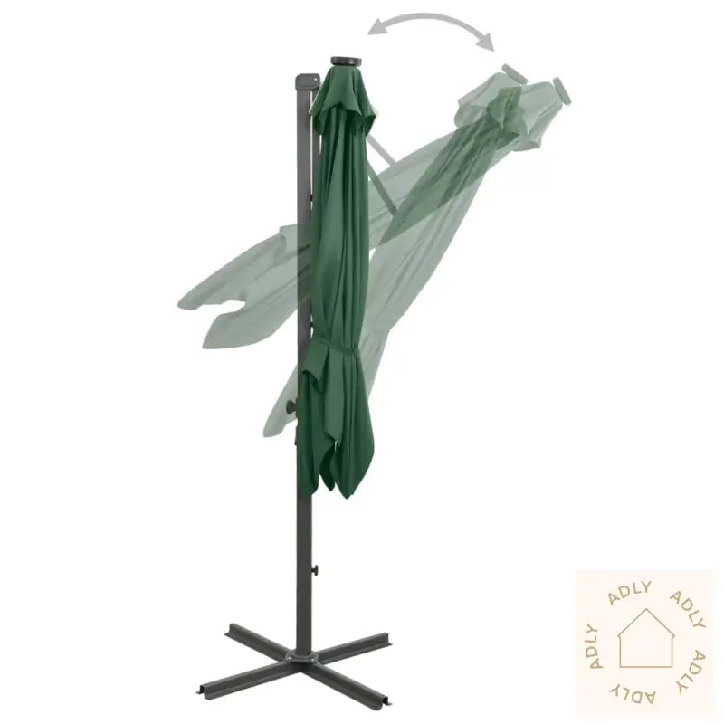Hengende Hageparasoll Med Stang Og Led-Lys Grønn 250 Cm